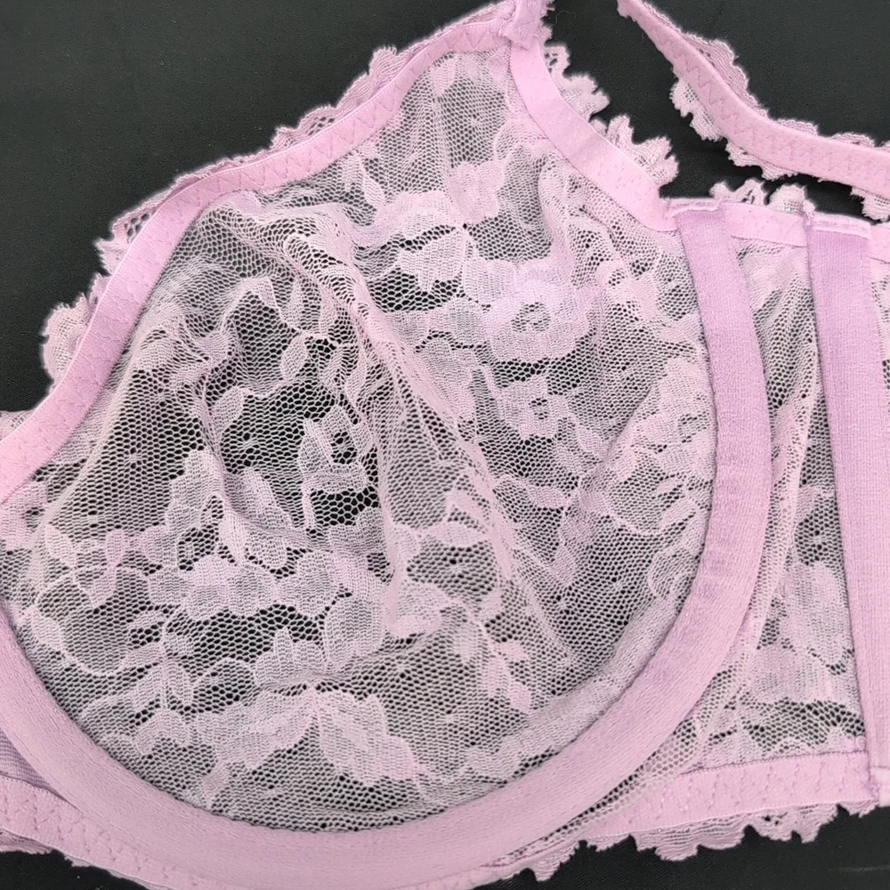 Skims Stretch Lace Unlined Demi Bra 34DDDD Baby Pink - Picture 7 of 12